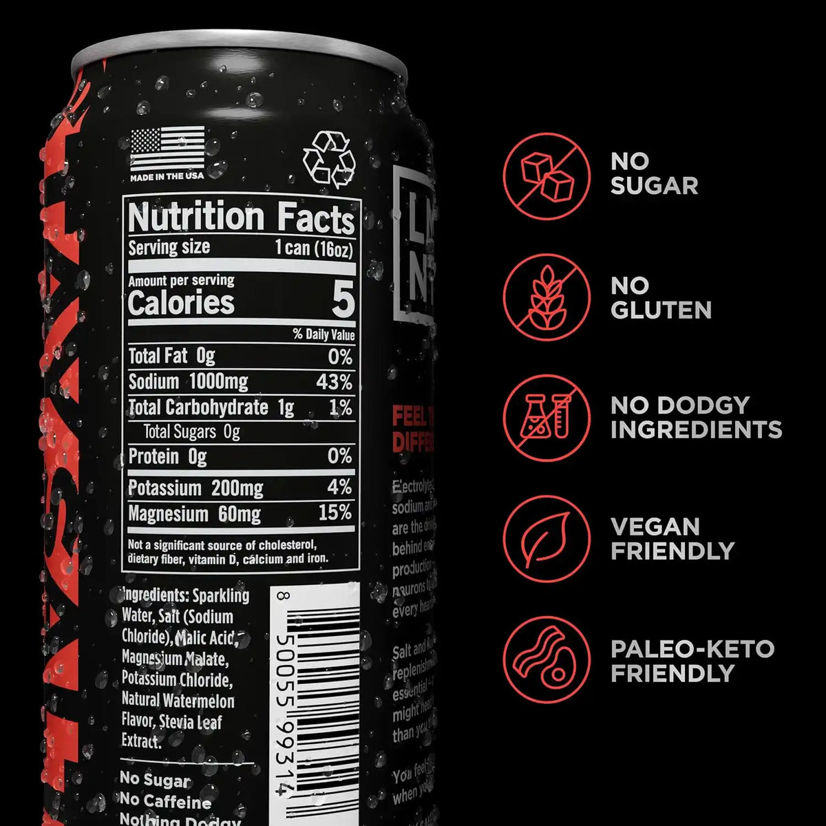 LMNT Sparkling Electrolyte Drink - Watermelon Salt | 12-Count