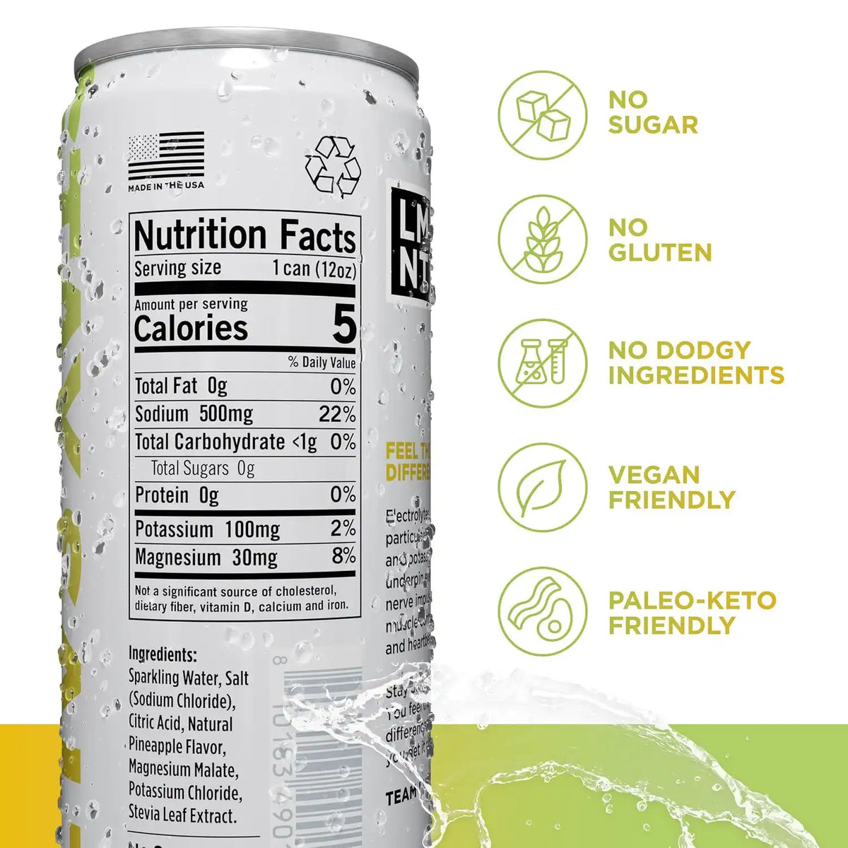 LMNT Sparkling Electrolyte Drink - Pineapple Salt | 12-Count